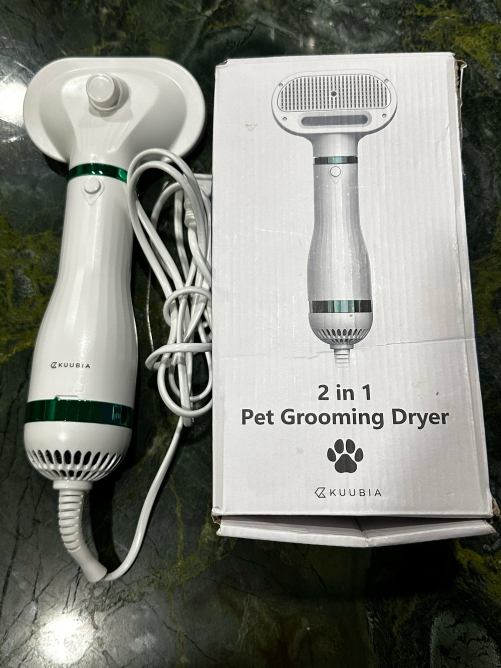 2-in-1 Pet Grooming Dryer Blower With Brush Adjustable Temperature For Dogs Cats